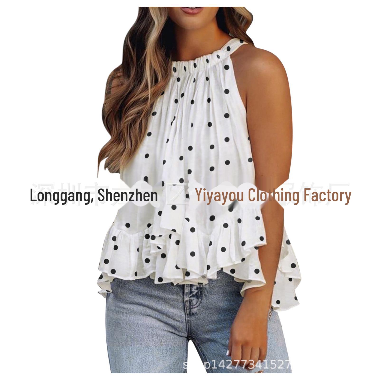 

Европейский и американский летний принтованный жилет с халтер-воротом и регулируемой шнуровкой 2023 г. Extra Large