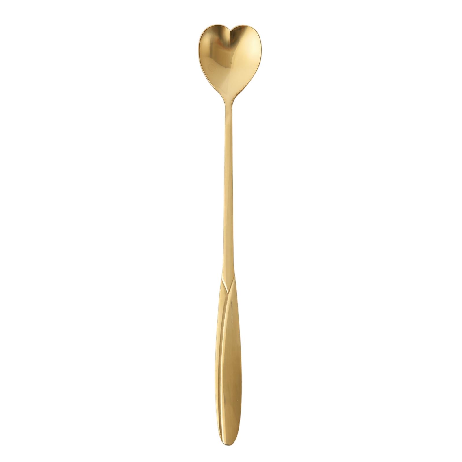 Stainless Steel Long Handle Coffee Spoon Stirring Spoon Dessert Spoon with Floral Shaped Head for Beverage Mixing and Serving one size