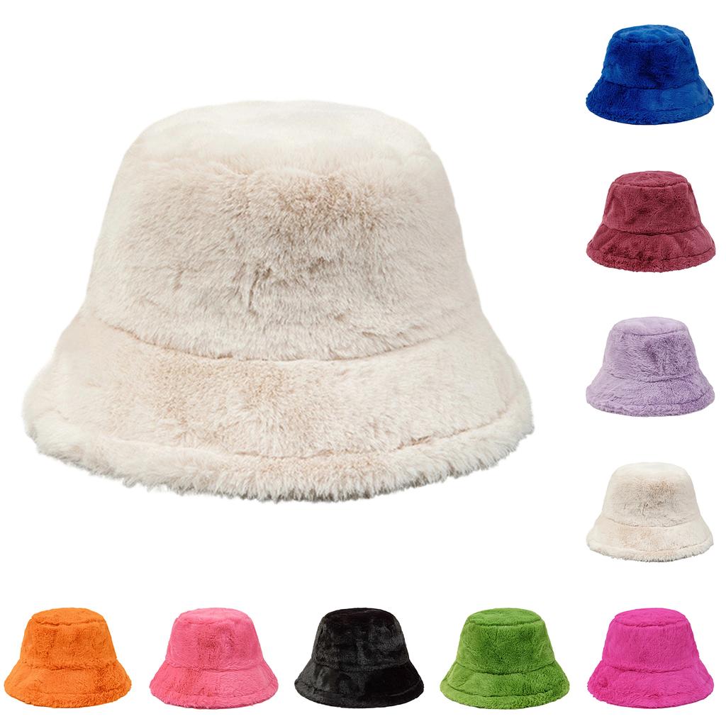 Women's Dopamine Fisherman Hat Warm Fuzzy Bucket Hat