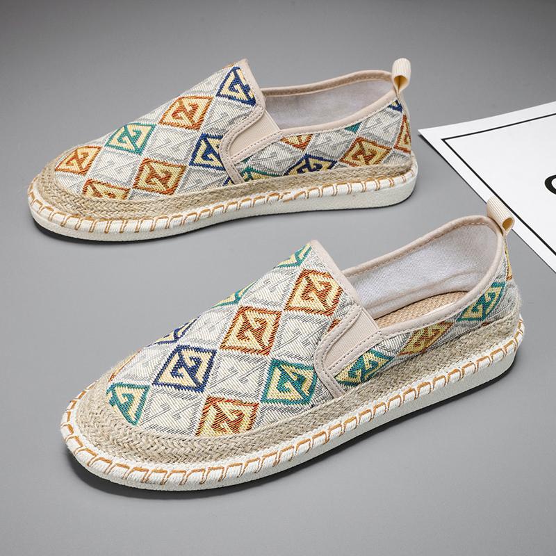 

Модная мужская летняя обувь с принтом, удобные слипоны на плоской подошве, парусиновые туфли для мужчин, обувь рыбака, роскошная дизайнерская обувь, мужская повседневная обувь 39