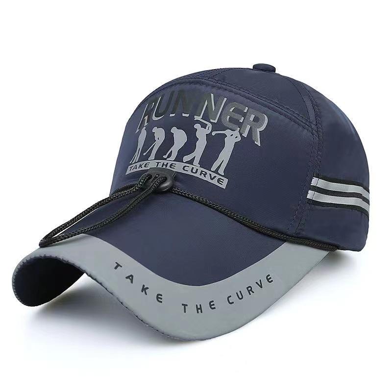 Summer baseball hat men's outdoor sports quick-drying hat sunshade breathable windproof rope fishing hat two strips luminous strips
