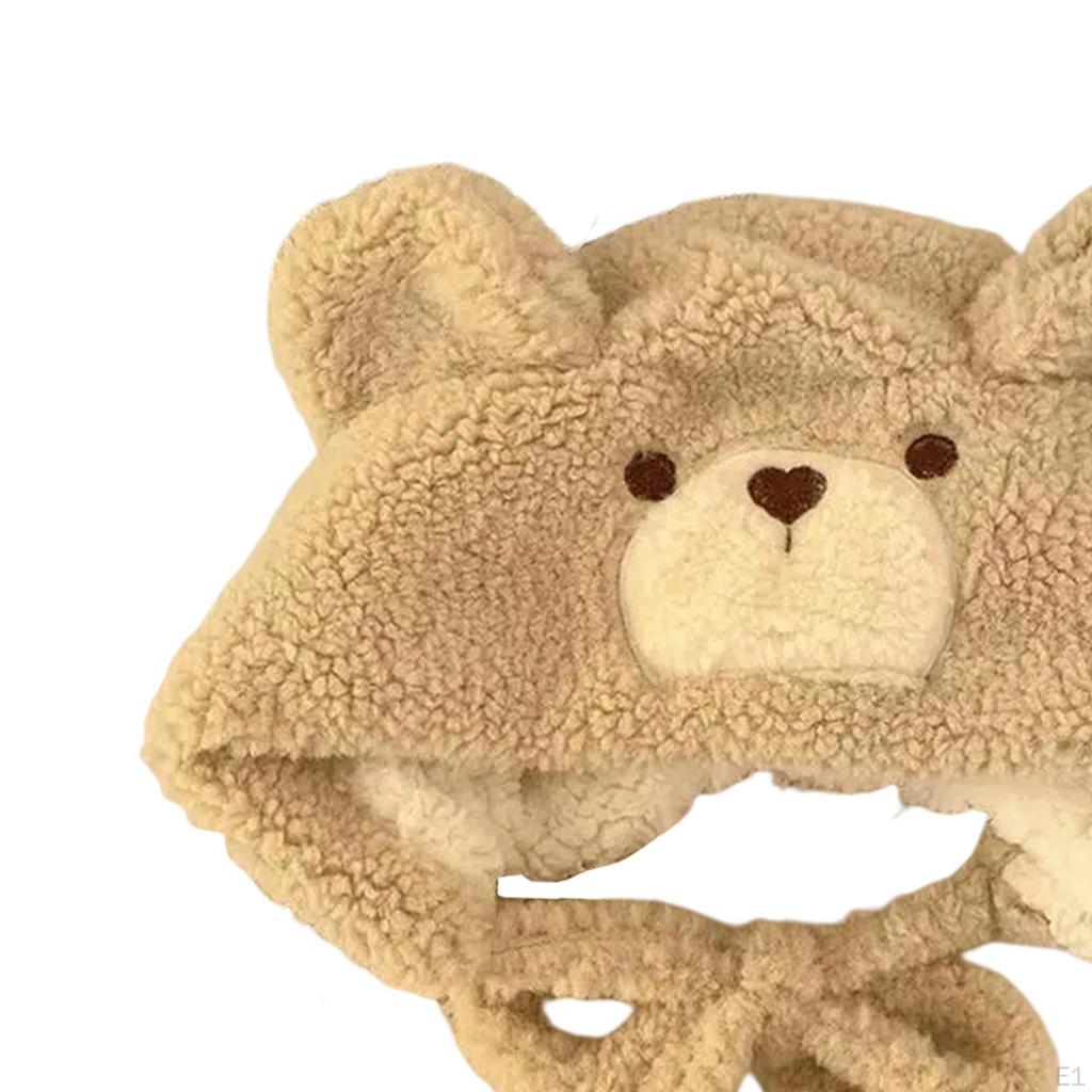 Cold Proof Blusher Bear Hat, Cartoon Animal Fashion Soft Lightweight Women Headwear for Hiking