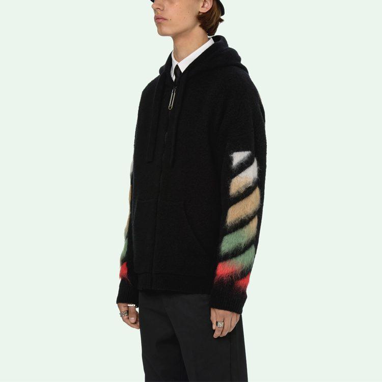 OFF WHITE SS21 Sweatshirts Men's Black Hooded Non Detachable Moderate Regular OMHA037R21KNI0011084