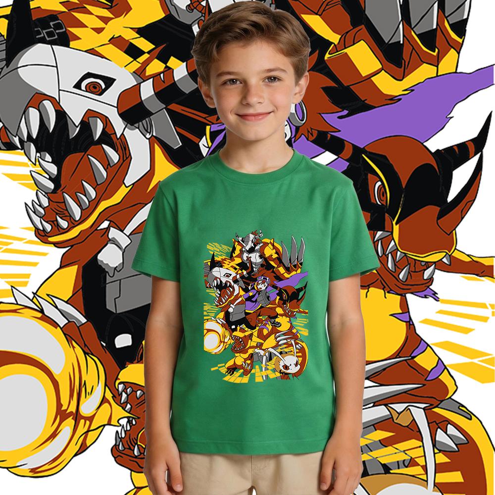 Digimon Koromon Evolution Anime Print Soft Cotton Boys Girls Casual T Shirt Kids Summer Short Sleeve Top