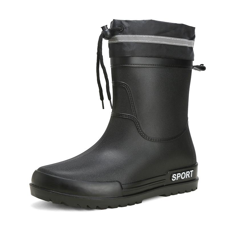 Rain shoes men's warm rain boots non-slip short tube integrated waterproof shoes kitchen rubber shoes medium tube car wash fishing shoes