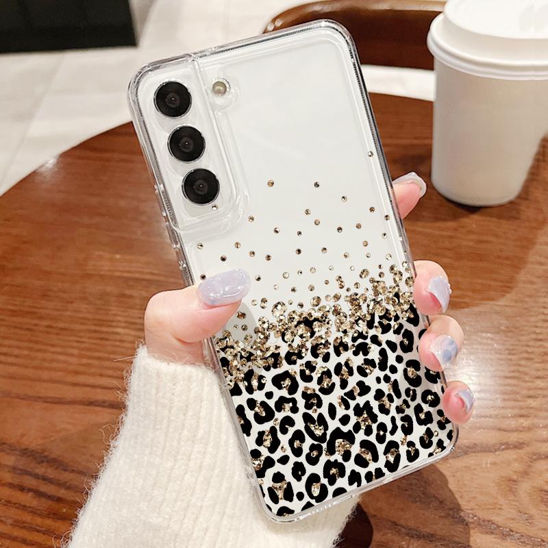 Leopardmönstrat skal för Samsung A57 S26 Ultra A37 A17 A56 A36 A26 A16 A55 A35 A25 A15 A54 5G S21 FE S22 S23 S24 S25 Plus Genomskinligt mjukt TPU-skydd