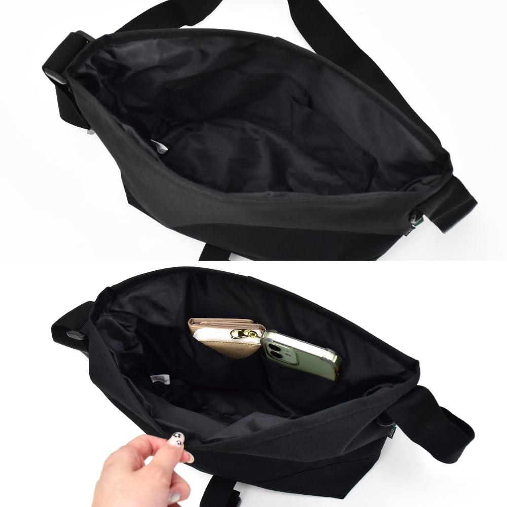 Messenger Folded Shoulder Cute 0452 Black [Snoopy] Bag, Small, Compact, Bag, Women's, Men's, Commuting, School, Travel, Outings, Adults, Students,