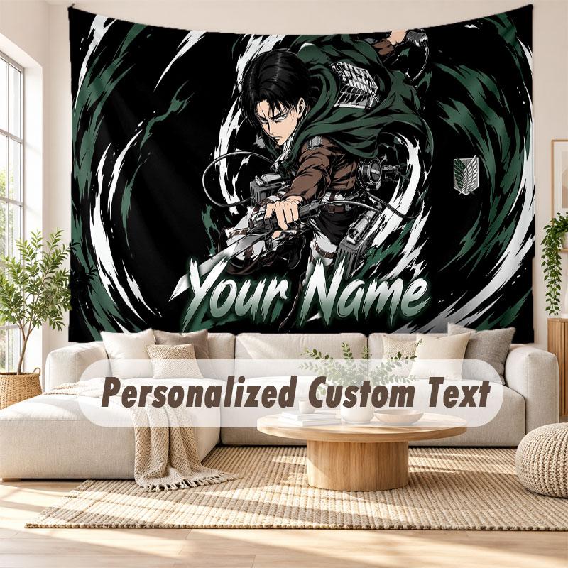 Custom Name Wall Hanging Tapestry,Attack on Titan Decorative Backdrop Tapestry For Dorm Home