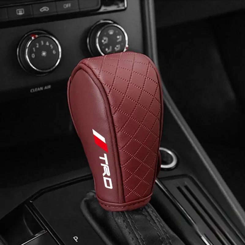 Car Shift Handle Cover Fashion PU Leather Handle Cover Grip Non-Slip Protective Covers For TRD Toyota camry chr corolla rav4