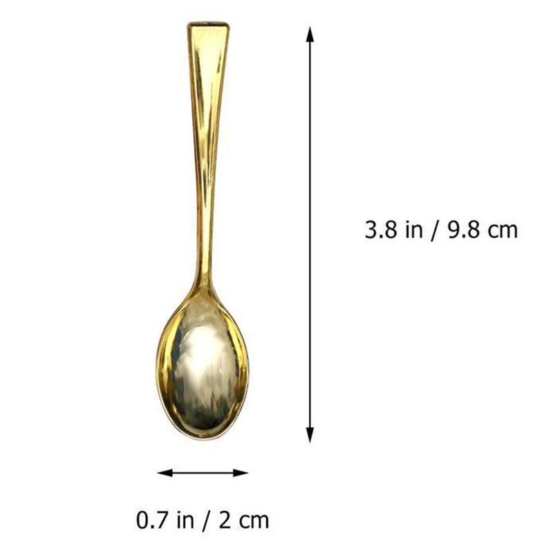 24pcs Plastic Disposable Spoons Golden Mini Spoon Set Plastic Imitate Metal Flatware For Barbecue Party Picnic Kitchenware
