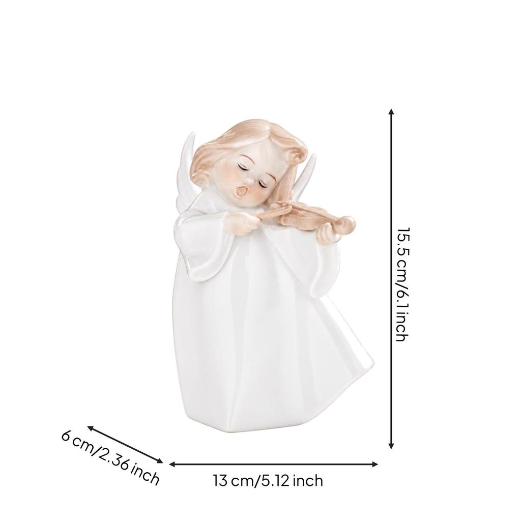 Glossy Heavenly Figurine Versatile Ceramic Angel Carved