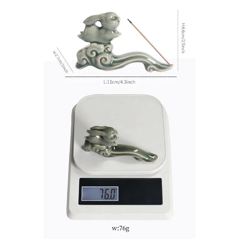 1 Peça Suporte de Incenso Coelho de Jade Celadon sobre Nuvens Auspiciosas Perfeito para Varetas de Sândalo Decoração Elegante para Casa (Sem Incenso)