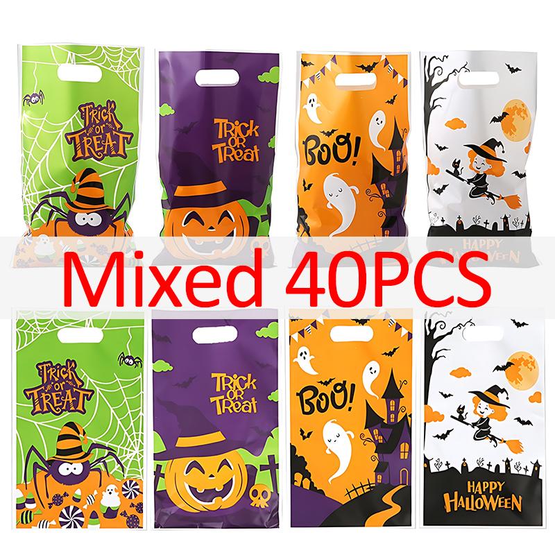 20-100PCS Candy Bags Mixed Halloween Themed Style Colorful Pumpkin Ghost Bat Halloween Party Gift Package Bag Festival Favor ZYF