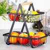 Two-tiered Basket for Fruits and Vegetables, Black Metal Platter, Basket