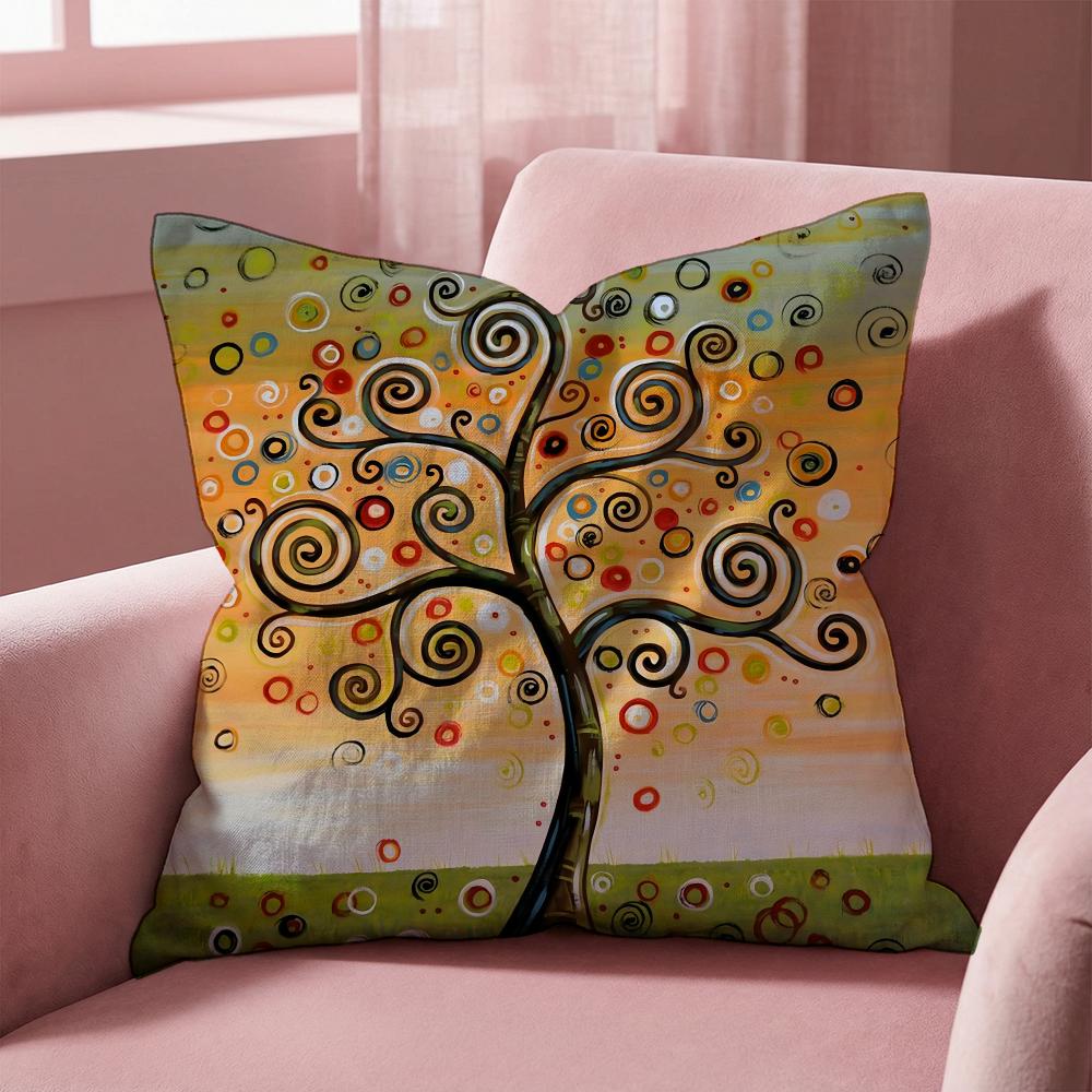 Colored Tree Cushion Cover Multi-Scene Pillow Cover for Home & Car - Reversible, Soft & Durable for Daily Use