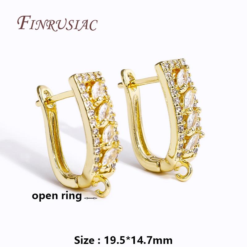 18K Gold Plated Eingelegte Zirkon Ohrhaken Verschlüsse Beschläge Ohrbügel Haken Für Handgemachte DIY Ohrringe Schmuckherstellung Zubehör