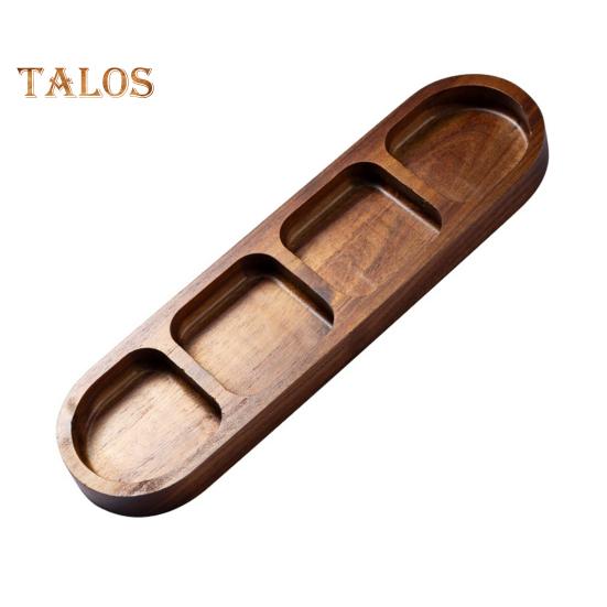 Serviertablett aus Holz mit Unterteilung, Gewürzschale, Soßenschalen mit mehreren Fächern für Snacks, Vorspeisen, Früchte, Süßigkeiten, elegante Holzteller für den täglichen Gebrauch