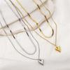 Double Layered Love Heart Pendant Necklace for Women Simple Necklace Chain Jewelry Wholesale
