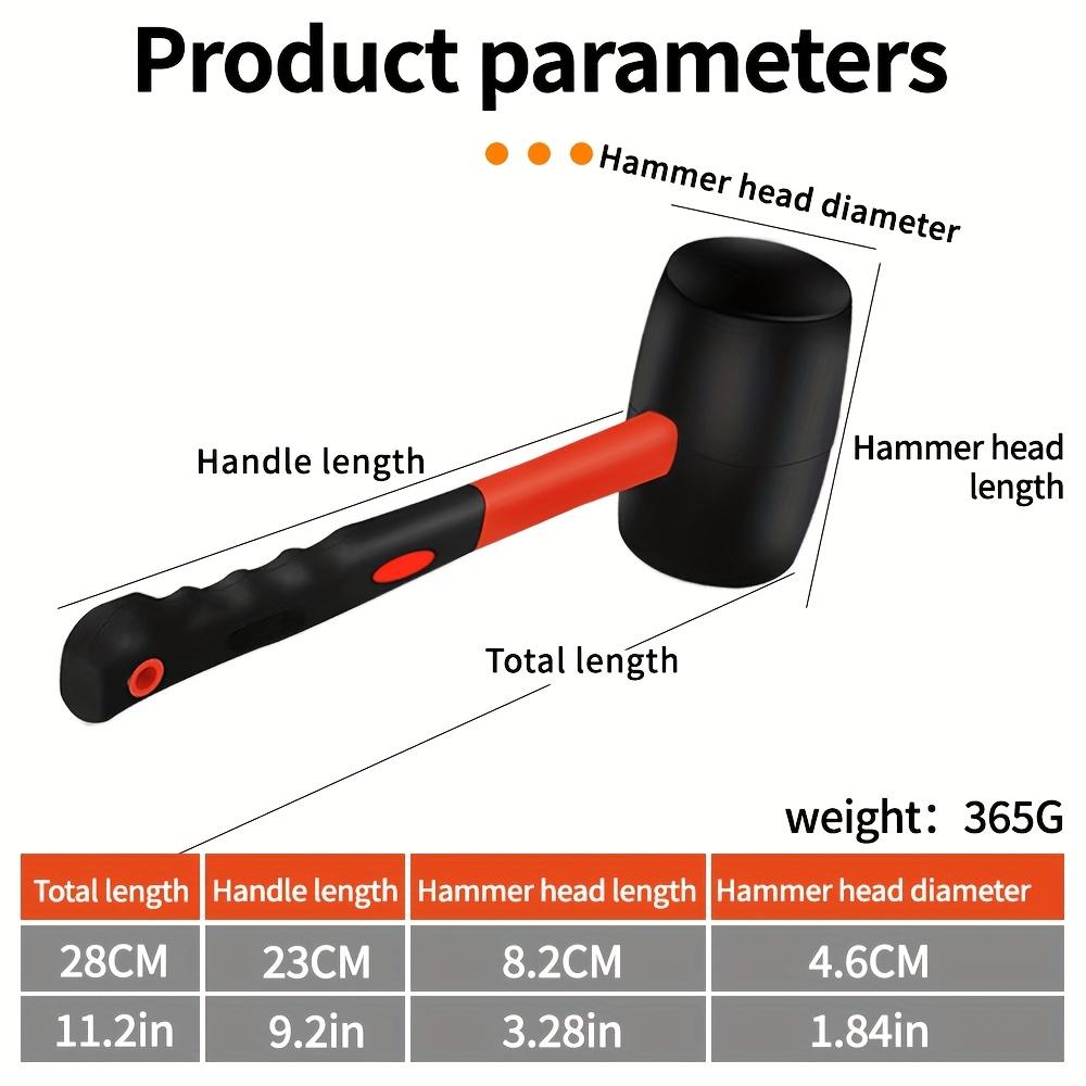 

Multi-functional double-headed rubber mallet high elastic rubber hammer head anti-slip fiber handle silent tapping 27.5*8.2cm