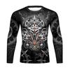 Mens Quick-Dry Long Sleeve T-Shirt Breathable Sport Tee With Animal Print Slim Fit Fall Winter