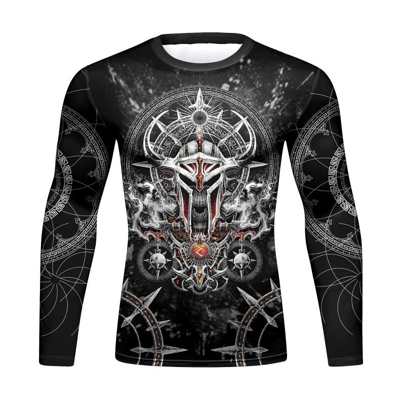 Mens Quick-Dry Long Sleeve T-Shirt Breathable Sport Tee With Animal Print Slim Fit Fall Winter
