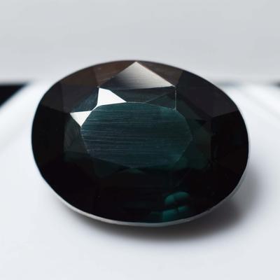 Natural Green Sapphire Loose Gemstone 10.54 Ct Dark Oval Cut September Birthstone for Jewelry Making
