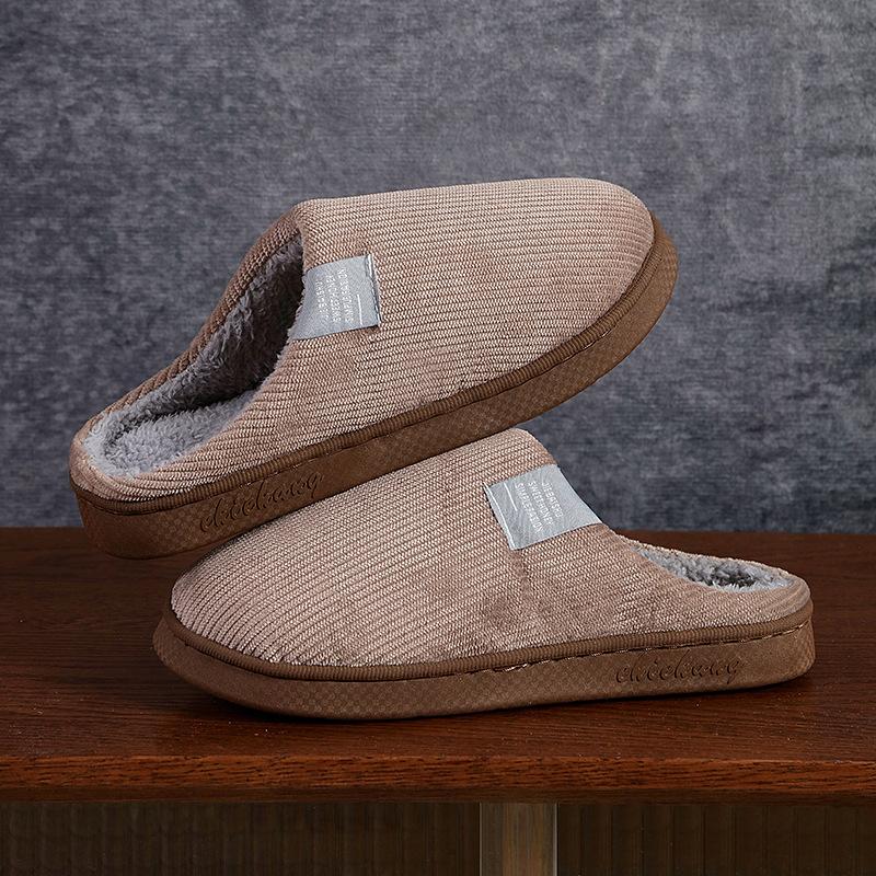 Supermarket autumn and winter cotton slippers female couple indoor household non-slip warm plush slippers