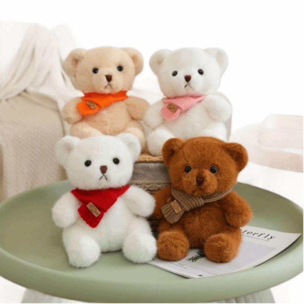 Cartoon Bear Plush Toy Soft Scarf Bear Stuffed Dolls Animal Doll Scarf Bear Soft Pillow  Kids Toys