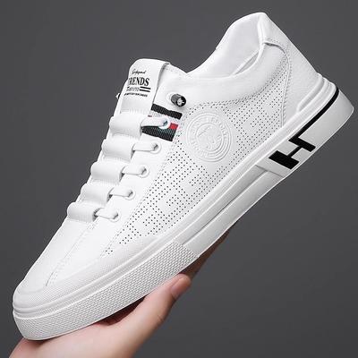 Schuhe Herren 2025 Sommer neu kleine weiße Lederschuhe vielseitig atmungsaktiv lässige Board-Schuhe koreanische Version Trend ein Pedal Herrenschuhe
