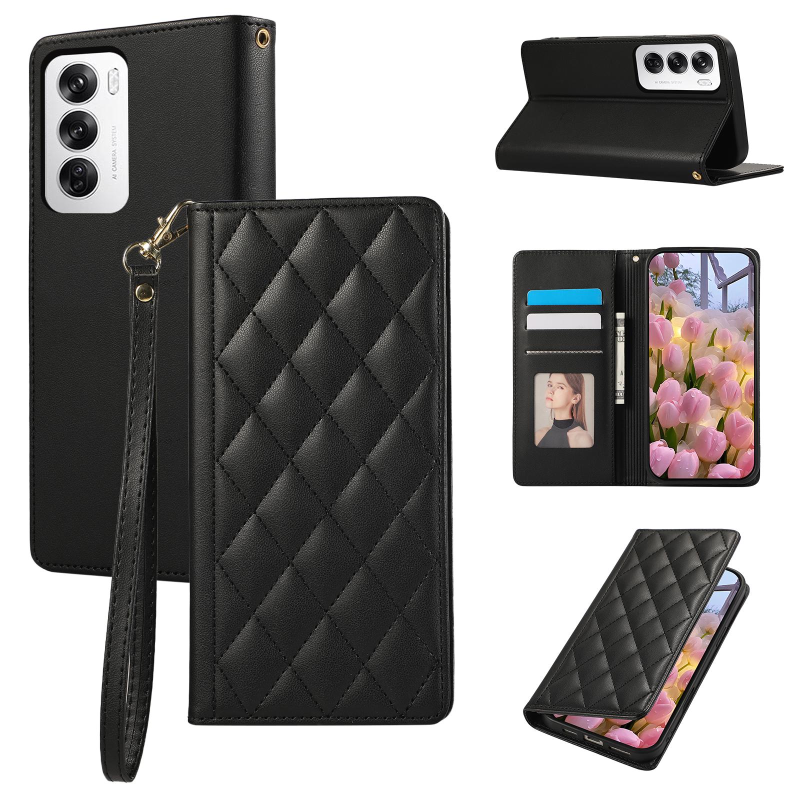 

Кожаный чехол-бумажник с сильным магнитным слотом для карт для OPPO Reno 12 F 11 10 Pro A79 A18 A38 A58 A55 A54 A57, чехол-книжка с подставкой For OPPO Reno 12 5G чёрный