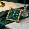 European-style Vintage Jewelry Display Rack Square Aesthetic Photo Frame Wooden Ring Display Gold Trinket Stand