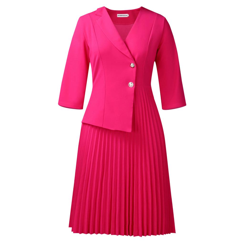 Autumn new autumn elegant fashion suit collar seven-quarter sleeve temperament commuter dress
