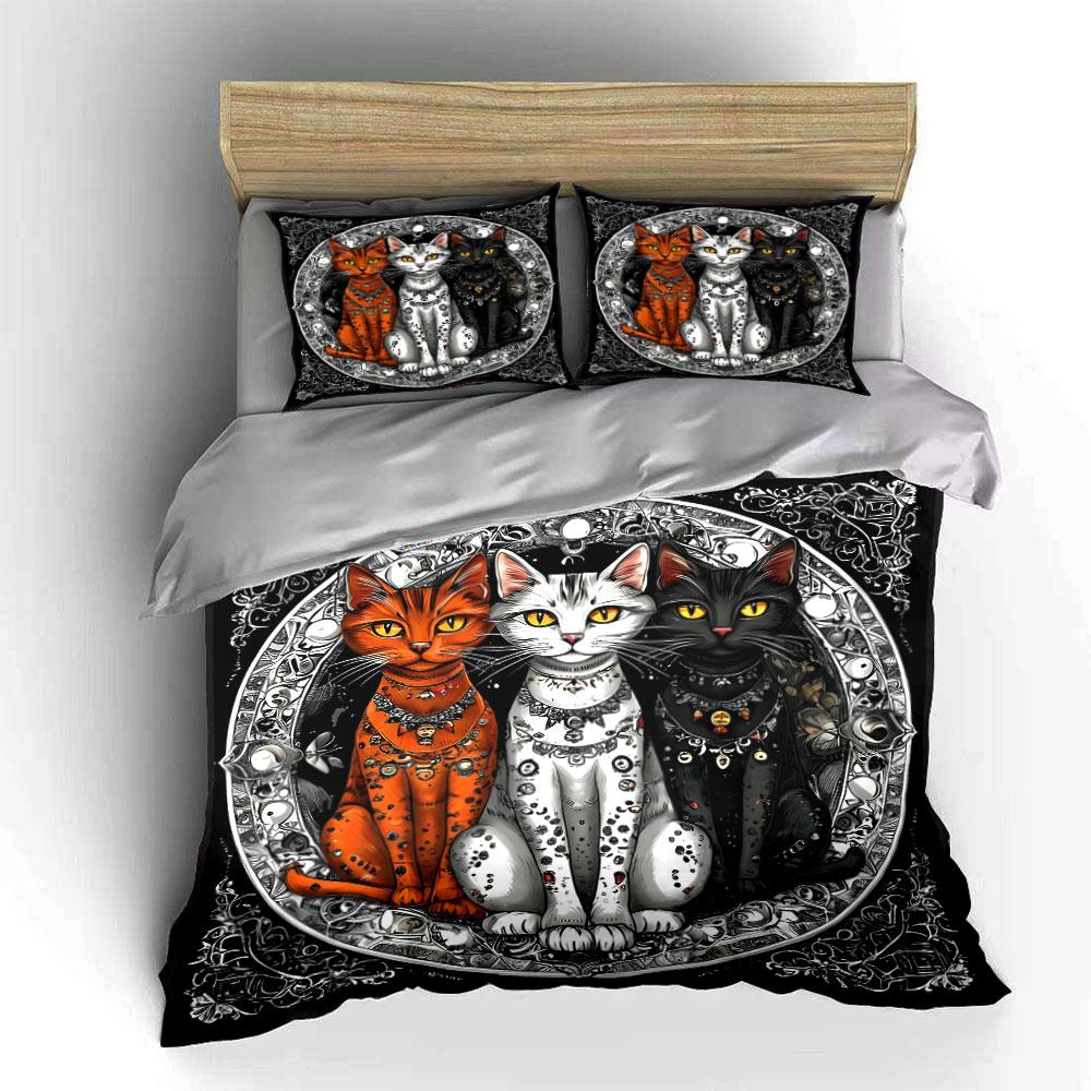 Mystical Cats Gothic Design Bedding Duvet Cover Set (1*Duvet Cover 2*Pillowcases, without duvet insert)