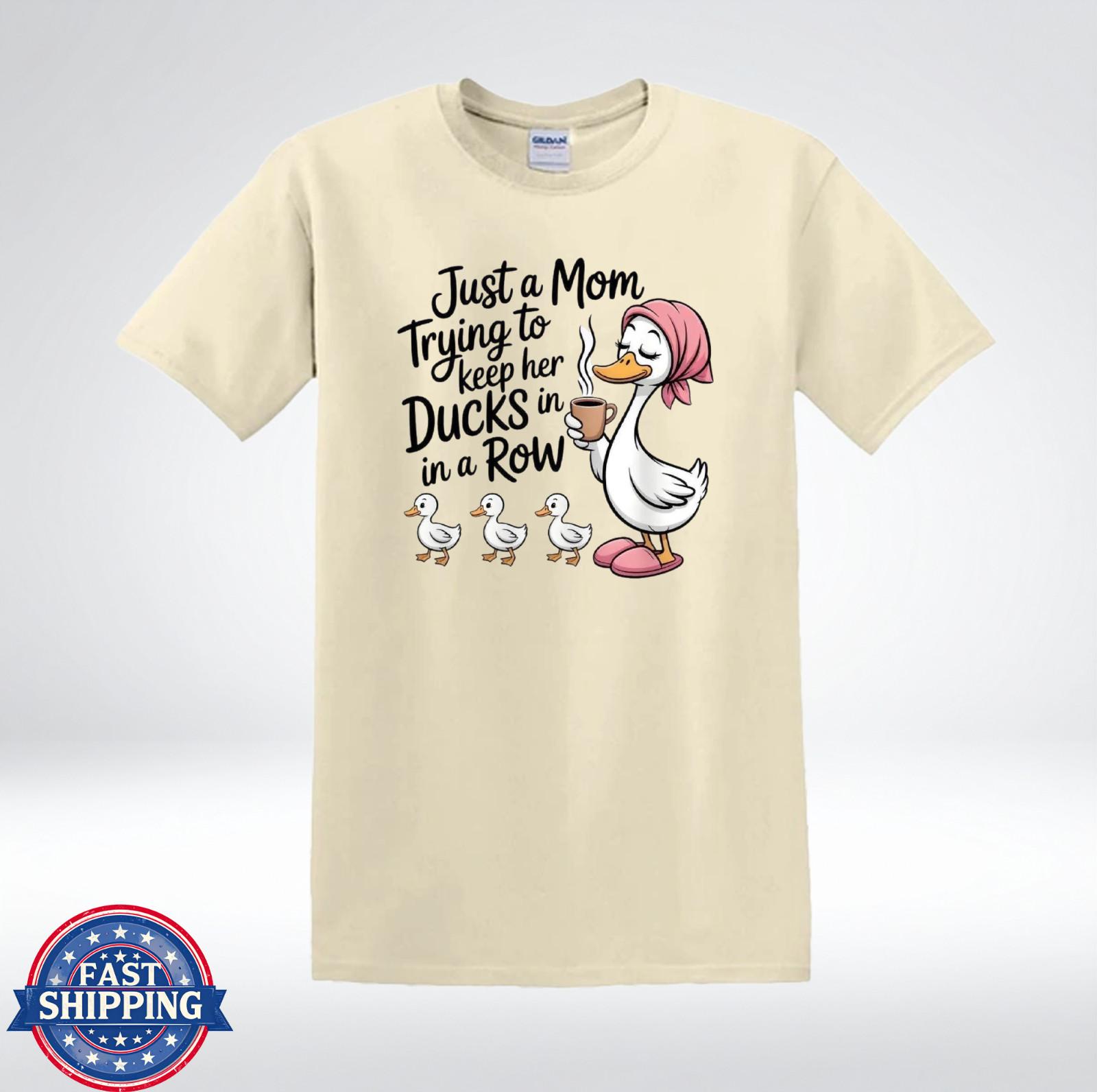 Funny Mom Goose Shirt Colorful MOM Text Cute Bird Graphic T-Shirt M