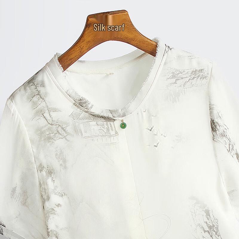 New Chinese Style Printed A-Line Mid-Length Dress