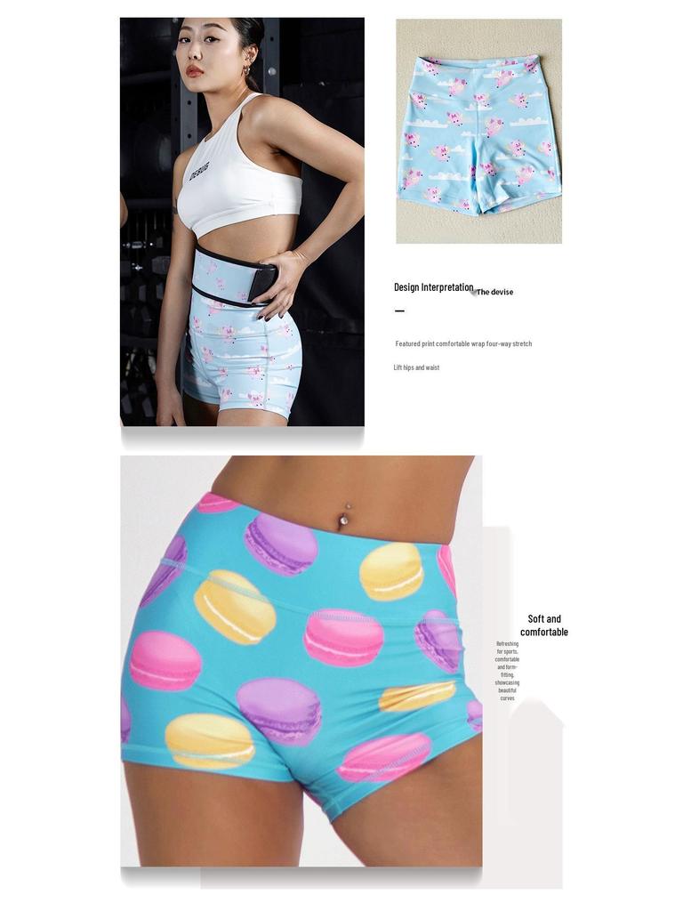 New European & American Fashion High-Waisted Elastic Yoga Shorts