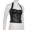 Sexy Street Style Leder-Neckholder-Top - Einfarbig, Tief ausgeschnitten Trendige Kleidung