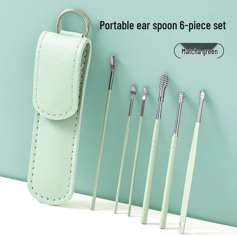 Stainless Steel 6-Piece Ear Cleaning Set for Adults & Children - Spiral Ear Pick Cleaners