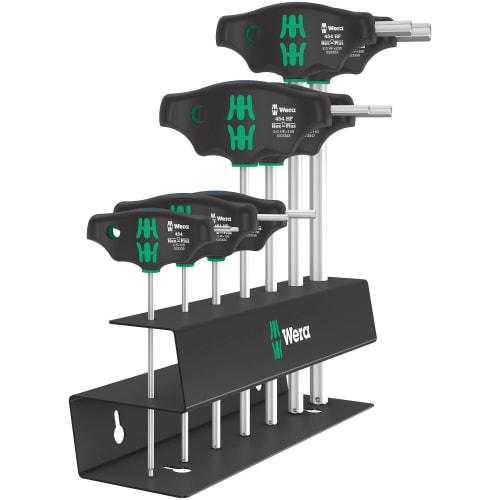 WERA 7-Piece T-Hex Wrench Set with Metal Rack, 023453