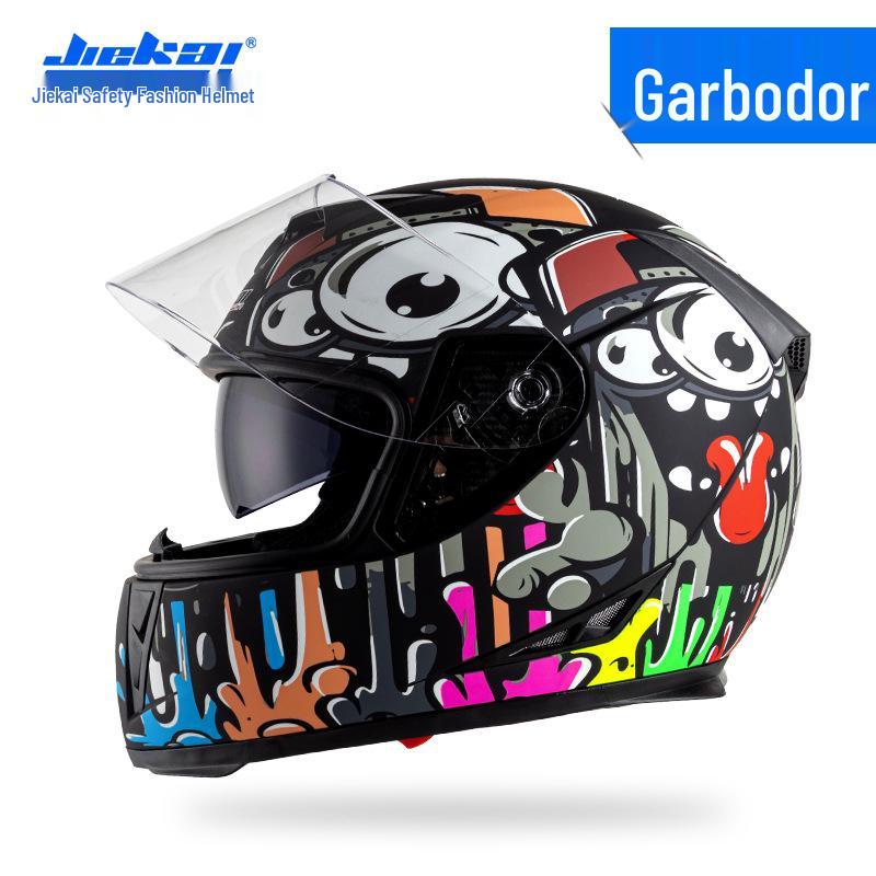 Jiekai Full Face Electric Motorcycle Helmet - Unisex, All-Season Racing Safety