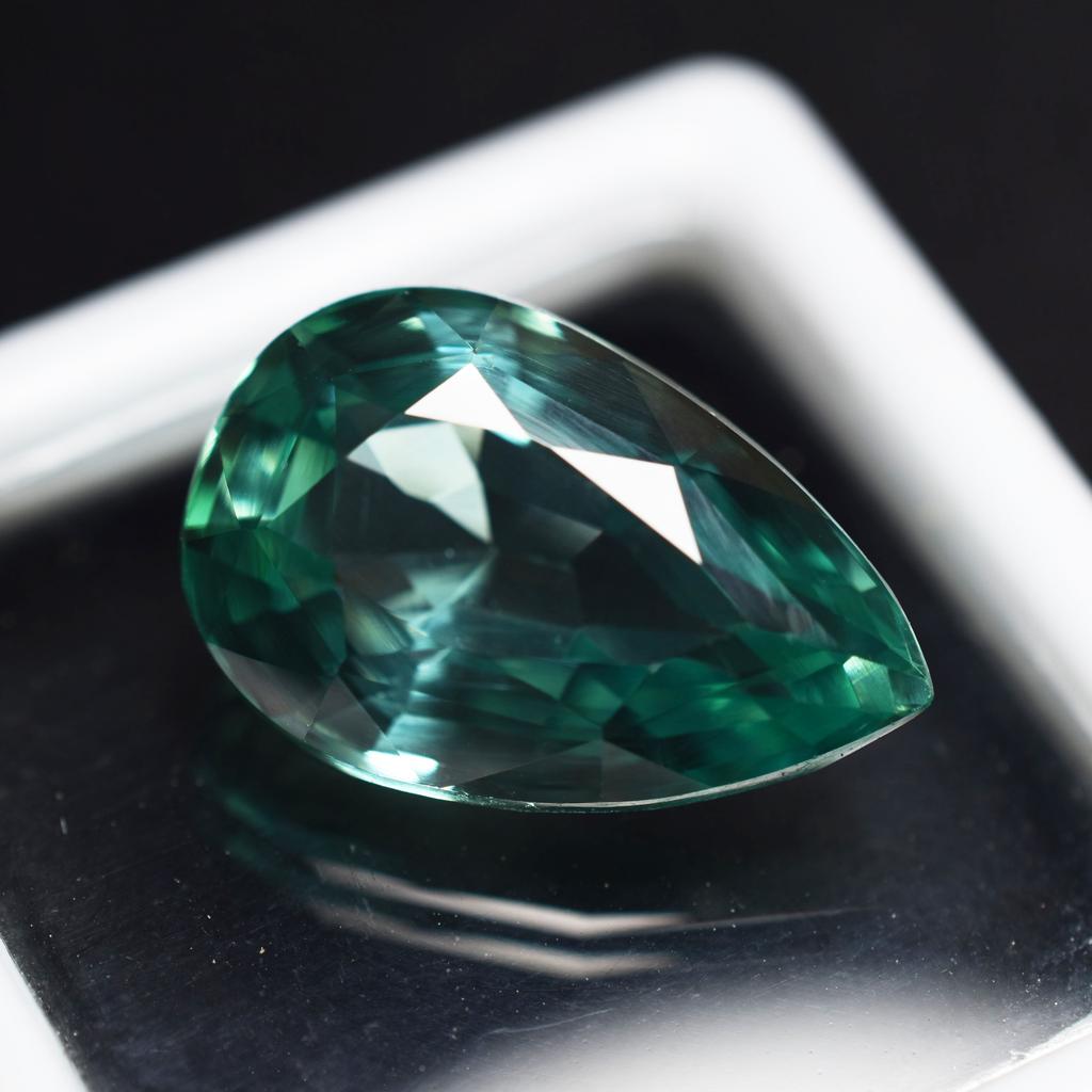 Bluish Green Natural Sapphire Pear 10.15 Ct Fabulous Certified Montana Gemstone