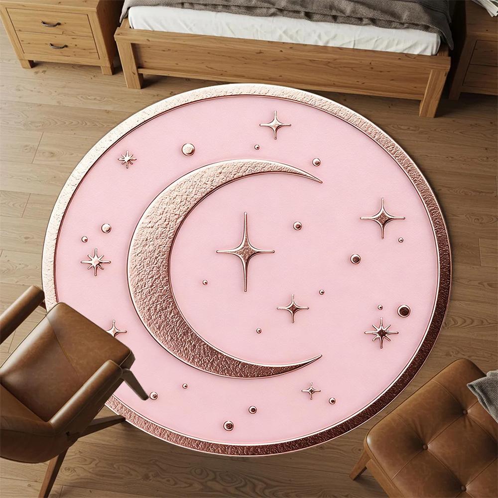 1pc Moon Star Round Chair mat office Area Rug - Non-Slip, Floor Mat for Office, Bedroom, Ideal home decor gift p0105044