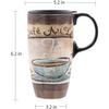 Tall Ceramic Travel Mugs 17 Oz. Sealed Lid With Color Box and Handle Coffee Cup