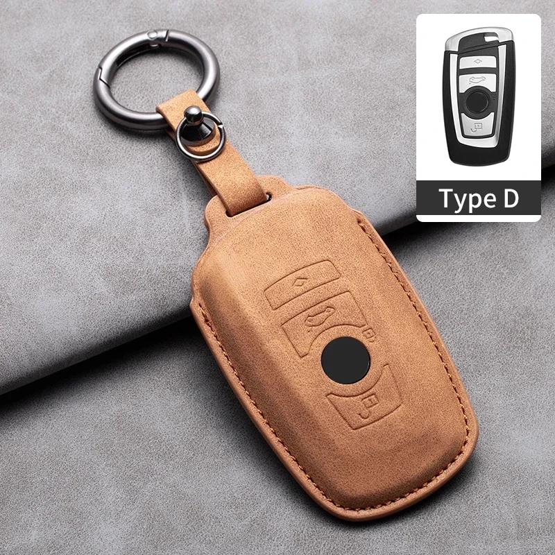 Leather Car Remote Key Case Cover for Bmw F20 G20 G30 X1 X3 X4 X5 G05 X6 X7 G11 F15 F16 G01 G02 F48 1 2 3 4 5 6 7 Series