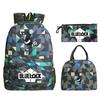 3 Piece School Backpack Set for Students Large Capacity Oxford Cloth Schoolbag with Shoulder Strap and Pencil Case