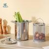 Kitchen Cookware 304 Stainless Steel Deep Fryer Visible Lid Deepened Tempura Fryer With Basket Oil Storage Tank Dormitory