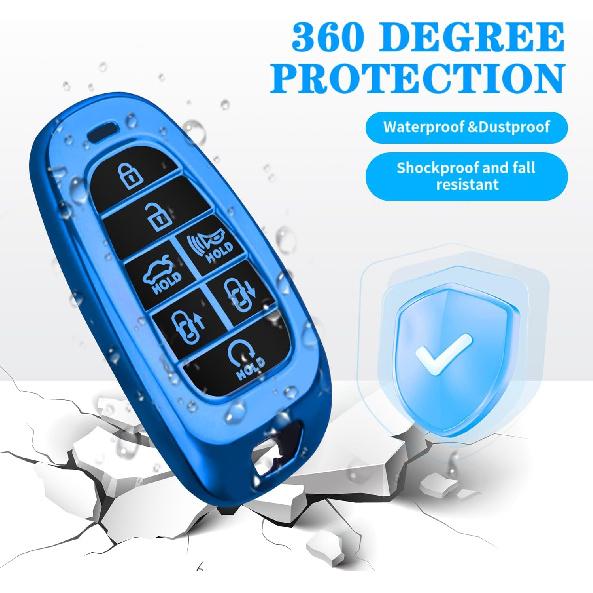 For Hyundai Key fob Cover Fit for 7 Buttons Hyundai Sonata Santa fe Tucson TPU Key Fob Case Protector