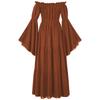 Women's Off-Shoulder Dress Bell Color Long Sleeve Elastic Tiered Flowy Long Dresses Costume