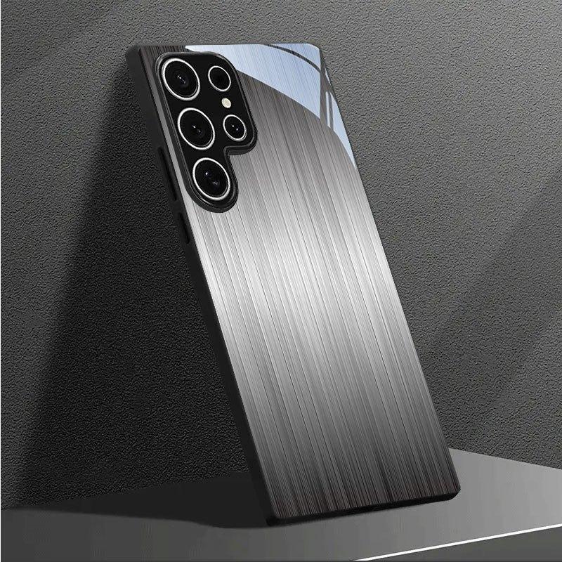 Advanced Fashion Black Brushed Glass Phone Case Suitable for Samsung Galaxy S26 S25 S24 S23 S22 S21 S20 FE/Ultra/Plus Anti Drop