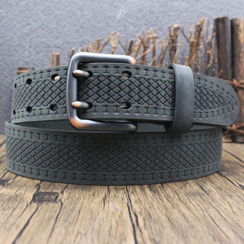 Meier Retro woven carved Crazy Horse leather belt, men's old first-layer cowhide belt